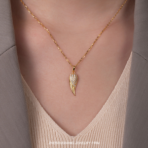 Chất lượng cao 925 Sterling bạc thiên thần cánh lông Vòng cổ Cubic Zirconia Rhodium & mạ Vàng chuỗi loại - Product Image 2