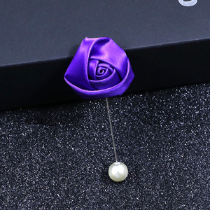 Accesorios de boda Rosa flor ramillete traje escote insertar aguja larga azul Rosa ramillete collar pin broche para hombres - Product Image 4