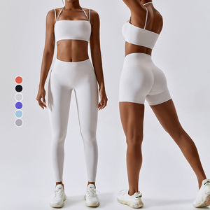 Ensembles de yoga patchwork nu taille haute pour femmes Vêtements de sport respirants à séchage rapide avec un design élégant - Product Image 5