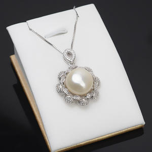 Colgante de Plata S925 con Perla de 15-16 mm, Accesorios de Joyería Personalizados de Moda, Producto Semiterminado 807 - Product Image 3