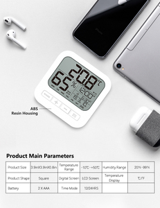 Trang trí nội thất điện máy tính để bàn đồng hồ báo thức kỹ thuật số <span class=keywords><strong>LCD</strong></span> <span class=keywords><strong>Mini</strong></span> độ ẩm hiển thị đồng hồ treo tường - Product Image 2