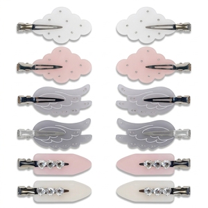 Nouvelle pince à cheveux unisexe en acétate diamanté French Niche Epijay Sweet Frosted Clouds & Wings, clip latéral sans couture pour franges - Product Image 1