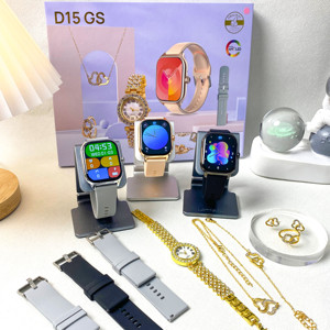 Coffret Cadeau de Luxe pour Femmes : Montre Connectée et Ensemble d'Accessoires <span class=keywords><strong>6</strong></span> en 1 D15 GS (Montre Quartz, Bracelet, Collier, Boucles d'Oreilles) pour Femme - Product Image 1