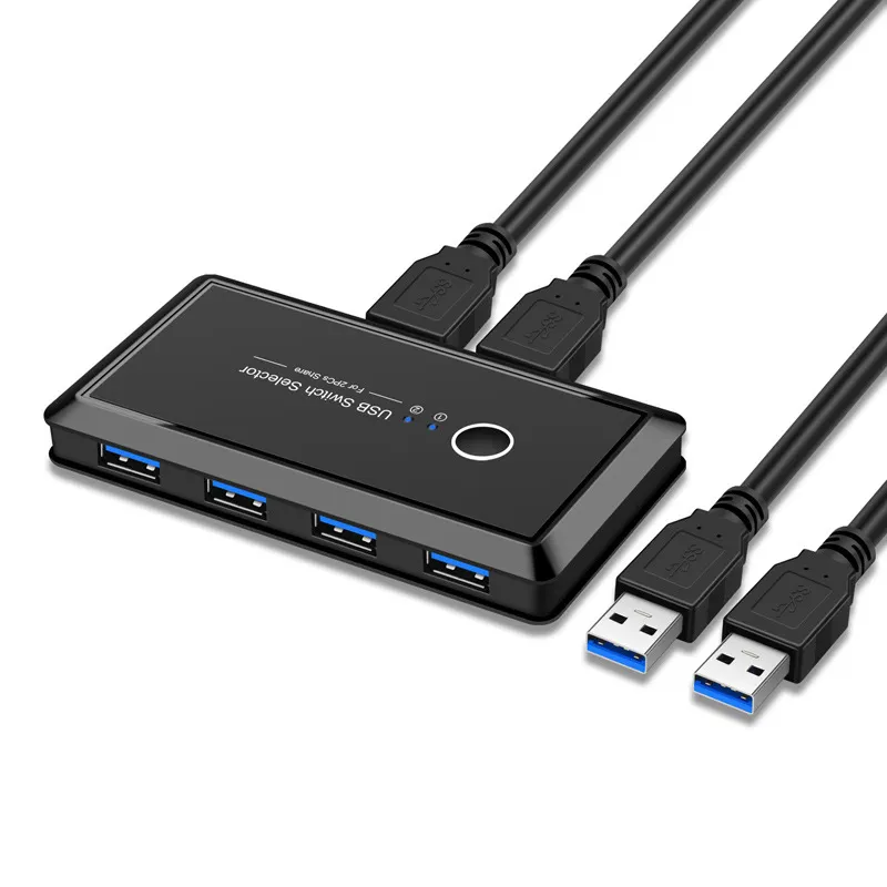 Квм-переключатель Usb 3,0, переключатель для принтера, 4 порта, usb 3,0, разветвитель два в четыре выхода, 2 шт., 4 usb-устройства