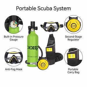 DIDEEP Portable Scuba <b>Diving</b> Air <b>Tank</b> 3L Aluminum High Pressure Compressed Air Cylinder CE Certified Sidemount Unisex Mask - Product Image 6