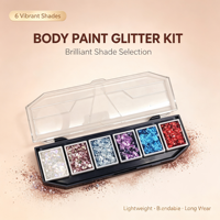 Peinture végétale naturelle portable, écologique et non toxique, 6 nuances, palette de paillettes scintillantes, paillettes pour le corps et le visage pour les fêtes