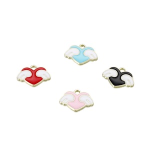 Colgantes de aleación con alas de corazón coloridas, tapas de cuentas y accesorios DIY para la fabricación de joyas - Product Image 2