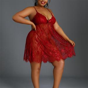 Chemise de Nuit Transparente <span class=keywords><strong>Sexy</strong></span> en Dentelle pour Femmes Grande Taille Europe et États-Unis Saint-Valentin - Product Image 6