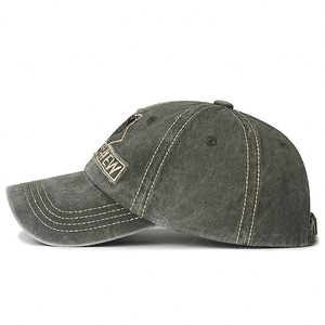 Washed Denim Baseball Cap With Leopard Patch Unisex Sun Protection Hat Gray - Product Image 2