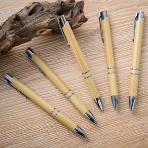 Stylo bille promotionnel personnalisé de haute qualité avec logo, en bois de bambou recyclé, largeur d'écriture 1,0 mm, corps inspiré des animaux - Product Image 1