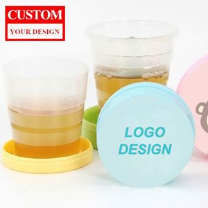 ขวดน้ำพลาสติกแบบพับได้ OEM/ODM พร้อมโลโก้ตามสั่ง แก้วน้ำพับได้ลายการ์ตูนสำหรับเด็ก แก้วน้ำแบบยืดหดได้พร้อมโลโก้ - Product Image 1