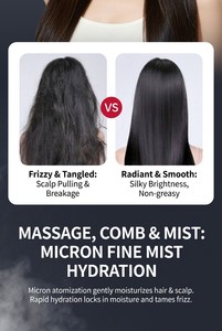Cepillo de masaje capilar gris con spray, batería de litio recargable, masajeador de cabello vibratorio iónico, peine para el cuidado del cuero cabelludo, regalo, aceite esencial - Product Image 3