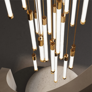 Lámpara de Araña Acrílica de Diseño Moderno y Lujoso, con Tubos Acrílicos Colgantes Largos, para <span class=keywords><strong>Escaleras</strong></span>, Proyecto Personalizado - Product Image 2