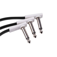 6 İnç Gitar Patch Kabloları 3'lü veya 6'lı Paket, 1/4" TS Dik Açılı Efekt Pedalı Düz Kablolar, Pedal Board Patch Kabloları, Siyah/Beyaz