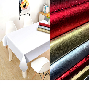Nappe élégante en satin argenté 1,4 x 20 m, motif uni, tissée, sans plis, pour mariages et occasions spéciales - Product Image 1