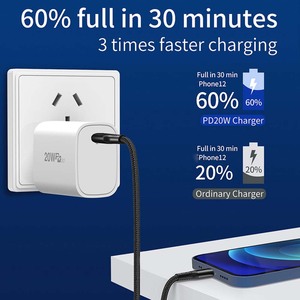 Caricabatterie da Muro Compatto di Qualità a Prezzo Conveniente con Spina USA, PD 20W Tipo <span class=keywords><strong>C</strong></span>, Ricarica Rapida per Cellulari Apple e Android - Product Image 3