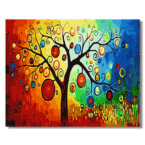 ภาพเขียนสีน้ำมันแบบนามธรรมรูปต้นไม้แห่งความโชคดีสีสันสดใสขนาด40*50ซม. ภาพวาดตกแต่งบ้านยังคงมีชีวิตอยู่ - Product Image 2
