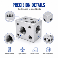 Bloc de connexion en aluminium CNC de précision sur mesure pour équipements industriels, systèmes pneumatiques et assemblages mécaniques