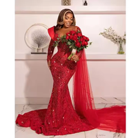 Robe de Soirée Luxe Style Aso Ebi Ornée de Perles et Cristaux Grande Taille, Robe de Réception Africaine Scintillante, Robe Formelle pour Filles Noires