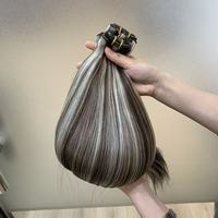 Extensions de Cheveux Vietnamiens Lisses Double Drawn avec Mèches, 100% Cheveux Bruts Alignés dans le Sens de la Cuticule