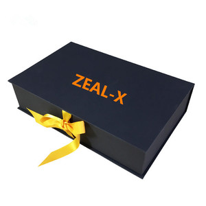 Caja de embalaje de regalo de extensión de cabello negro plegable de cinta ecológica personalizada de lujo con cinta de color do - Product Image 2