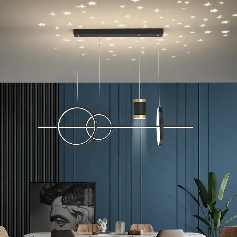 Kitchen Island Starry sky Living Room Aluminum Chandelier Modern Nordic Golden Black Silicone Led Pendant Lights