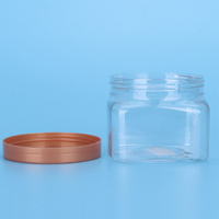 Couvercle carré personnalisé de 500 ml en plastique brun foncé à large ouverture pour bocaux en PET avec couvercles