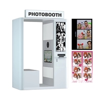 Photomaton en libre-service de style nordique avec logo personnalisé, imprimante et appareil photo – Photomaton élégant