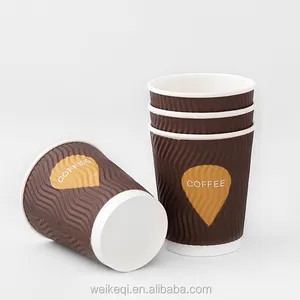 Tazza di carta del caffè dell'ondulazione della parete usa e getta con la tazza di kpop e la manica della tazza della tela su ordinazione per le bevande calde per andare una volta caffè ed il tè del microfono