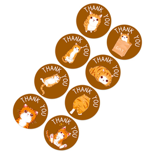 Cam mèo tự dính không thấm nước vinyl dán mix & match cảm ơn nhãn cho cà phê Kẹo sữa trà khăn bao bì - Product Image 1