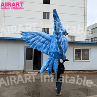 Marionnette gonflable en forme d'oiseau pour fêtes et spectacles, marionnette d'oiseau bleu pour défilés