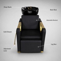Fauteuil de lavage moderne et durable en PVC avec bac et cuvette, mobilier de salon marron