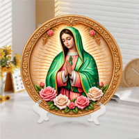 Offre Spéciale : Figurine Religieuse Notre-Dame de Lourdes en Résine avec Rose, Ornement de Table Catholique Chrétien