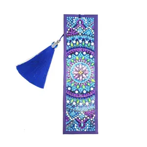 5D DIY Diamond Painting Bookmark Special Shaped Diamond Art Mosaic Leather Tassel Book Marks Diamond Embroidery Birthday Gifts