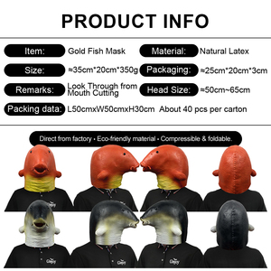 Máscara de Látex Personalizable de Pez Dorado, Disfraz de Animal para Fiesta de Halloween, Mascarada, Juguete Divertido y Adorable - Product Image 2