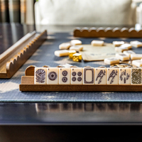 Ensemble de supports à mahjong festonnés en noyer et en acrylique festonné tortue pour le divertissement des sœurs