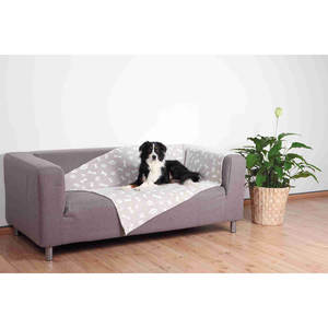 Coperta per animali domestici beige 100 x 150 cm con stampa di zampe e ossa per cani e gatti, morbida e accogliente coperta in pile. - Product Image 2