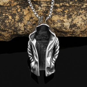 yunnique Cloak Shape Stainless Steel Pendant Necklace Men's Fashion Jewelry Retro Design 3x60cm <b>Chain</b> Single Pendant QYN0178 - Product Image 1