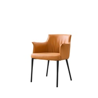 Fauteuil de salle à manger moderne en cuir PU avec pieds en métal noir robustes pour une utilisation en cuisine ou en espace de détente