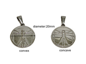 Colgante Vitruviano en Acero Inoxidable de 20mm, Medalla Redonda, Collar con Colgante Vitruviano, Joyería para Hombre, Disponible - Product Image 4