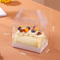Boîte à gâteau personnalisée avec logo, recyclable, de qualité alimentaire, avec poignées, épaisseur 0,33 mm, petite, en plastique PET transparent pour l'emballage de rouleaux
