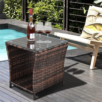 Table d'appoint en osier de design moderne pour l'extérieur, table de rangement pour patio, balcon, véranda, terrasse