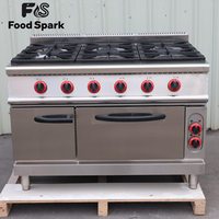 Cuisinière à gaz électrique en acier inoxydable à 6 brûleurs pour cuisines de restaurants et traiteurs, équipement de cuisine durable en acier inoxydable 304
