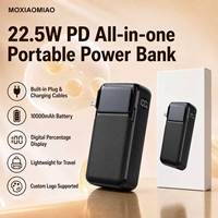 Batterie externe haute capacité 20000 mAh avec chargeur secteur pliable, câbles doubles intégrés et affichage de la procentualité pour usage quotidien