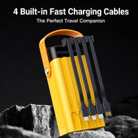Batterie externe solaire 30000mAh 22.5W à charge rapide avec câbles 4-en-1 intégrés et lampe torche LED pour le camping et les voyages