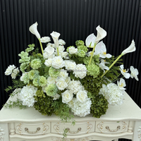 Rangkaian Bunga Hydrangea Hijau Mewah Putih 1,5m, Runner Bunga Artificial Realistis untuk Dekorasi Panggung Pernikahan
