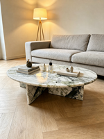 Table basse moderne ronde ou carrée en marbre naturel de jade froid de luxe pour salon et villa, taille personnalisée, écologique et durable