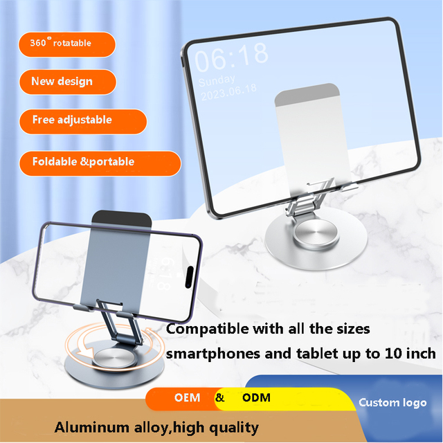 360° Rotating Cell Phone Stand for Desk A227, Adjustable Phone Holder, Aluminum Desktop Phone Stand Compatible with IPhone, iPad