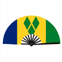 Éventails à main personnalisés avec drapeau de Saint-Vincent-et-les-Grenadines, grands éventails de danse pour la danse en ligne, les mariages en plein air et les fêtes