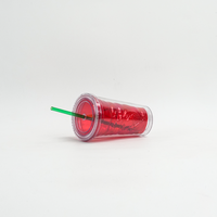 Gobelet en plastique à double paroi de 14 oz avec paille, motif squelette d'Halloween, pour la bière, promotion de Noël, design Père Noël